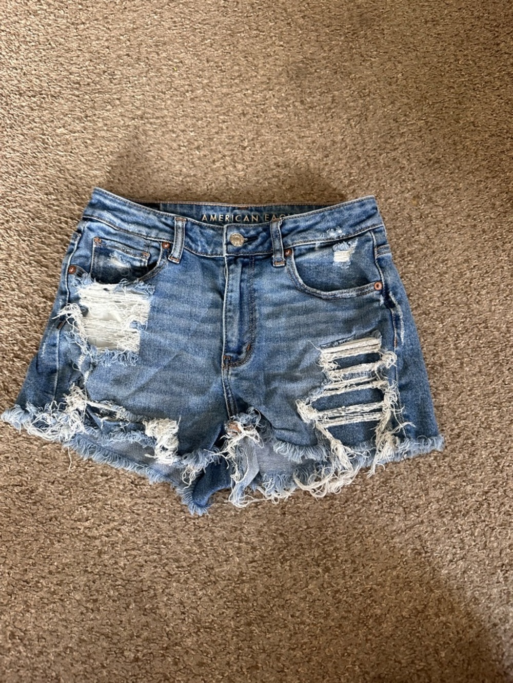 American Eagle Outfitters Light Blue Distressed Denim Cutoff Shorts